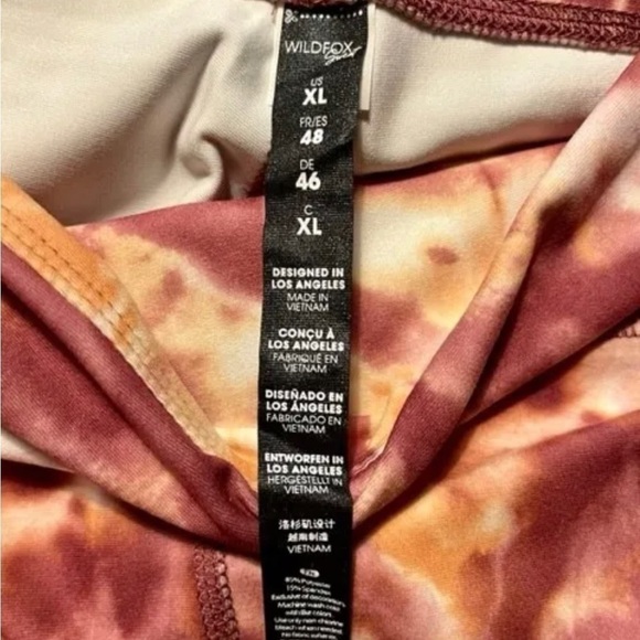 Wildfox NWT Sweat Pink Watercolor Printed Leggings High Waist Workout XLarge - Picture 9 of 10